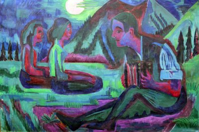 Accordion Player in Moonlit Night by Ernst Ludwig Kirchner